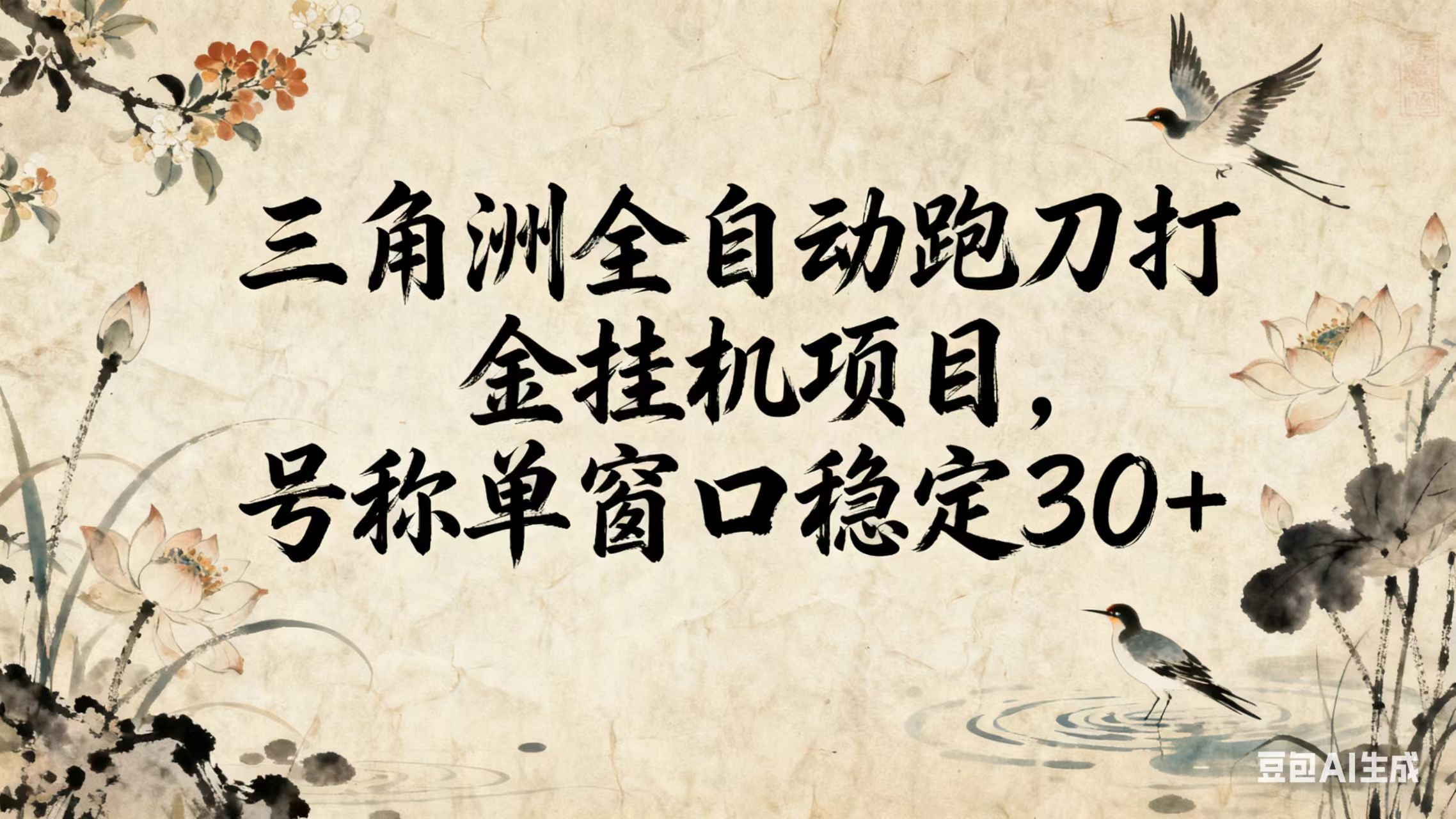 三角洲全自动跑刀打金挂机项目，号称单窗口稳定30+【脚本+教程】